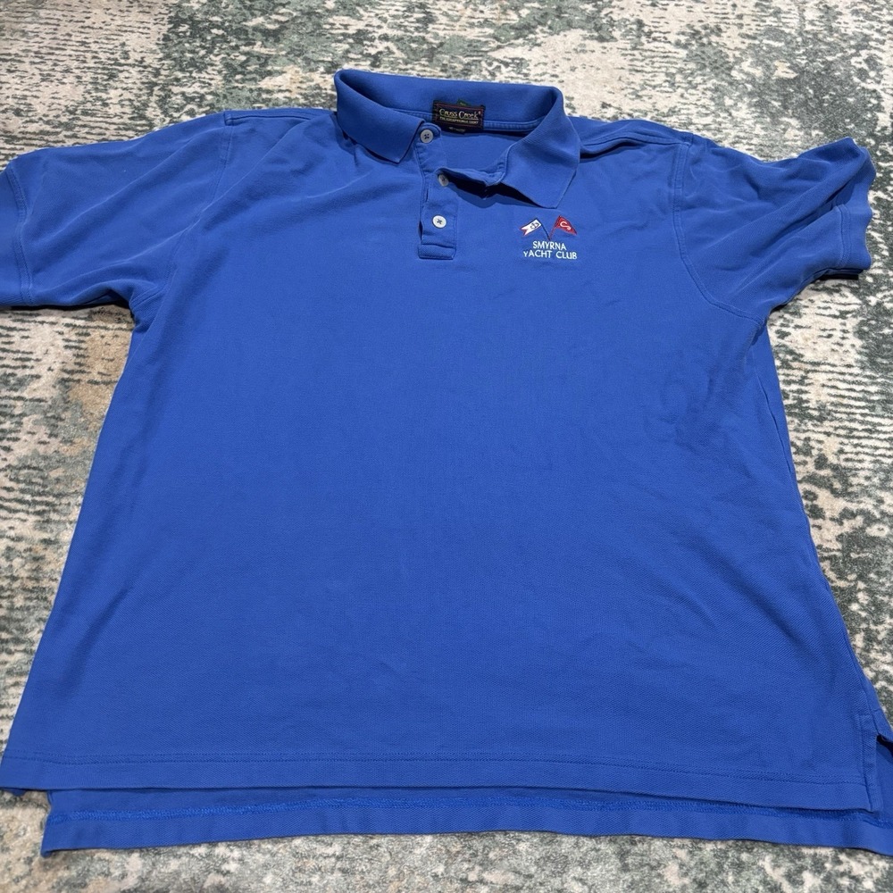 Vintage Cross Creek Smyrna Yacht Club Polo Blue Large